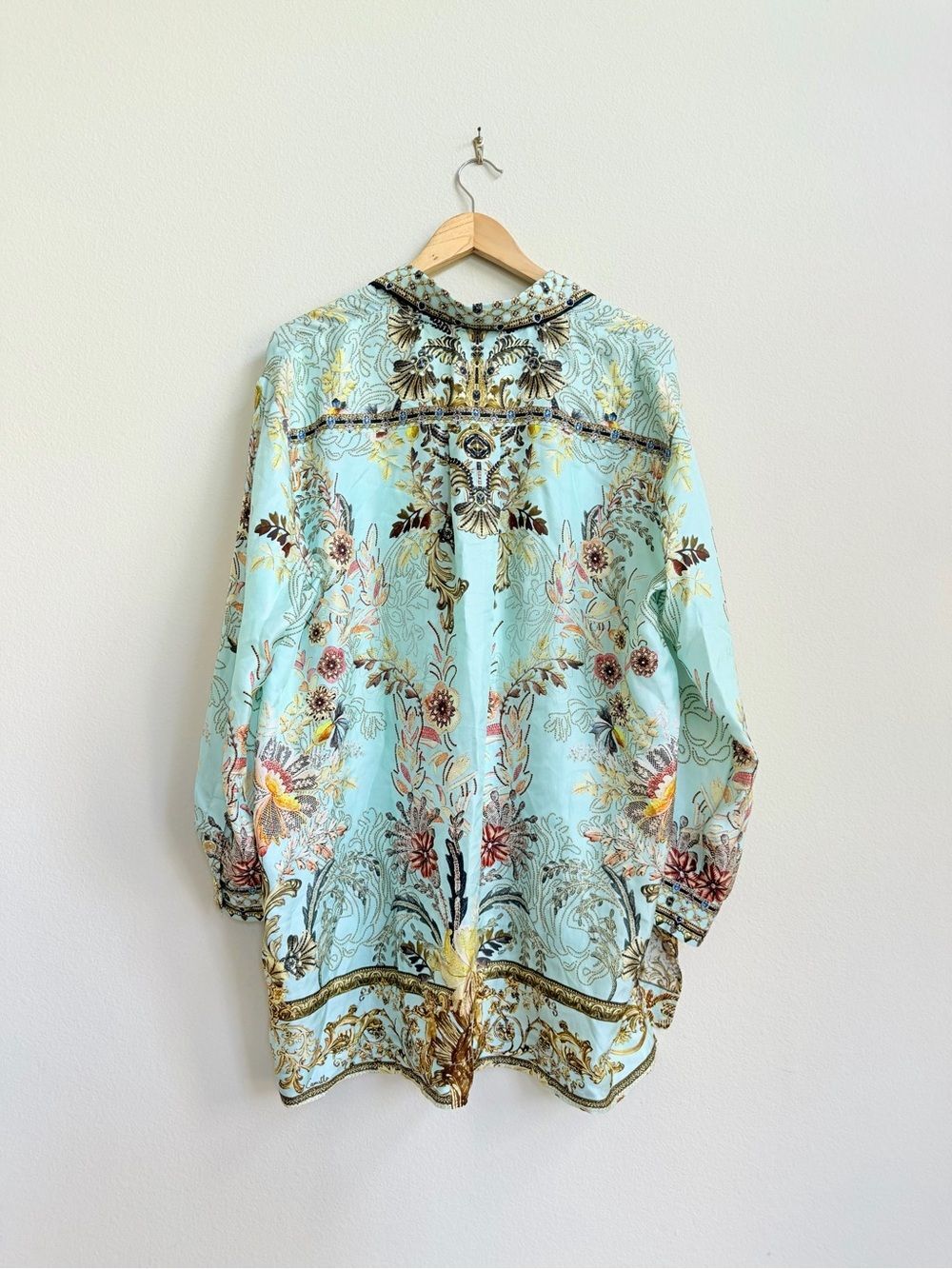 NWT Camilla Silk Single Pocket Shirt Adieu Yesterday Blue Baroque S - Picture 7 of 14